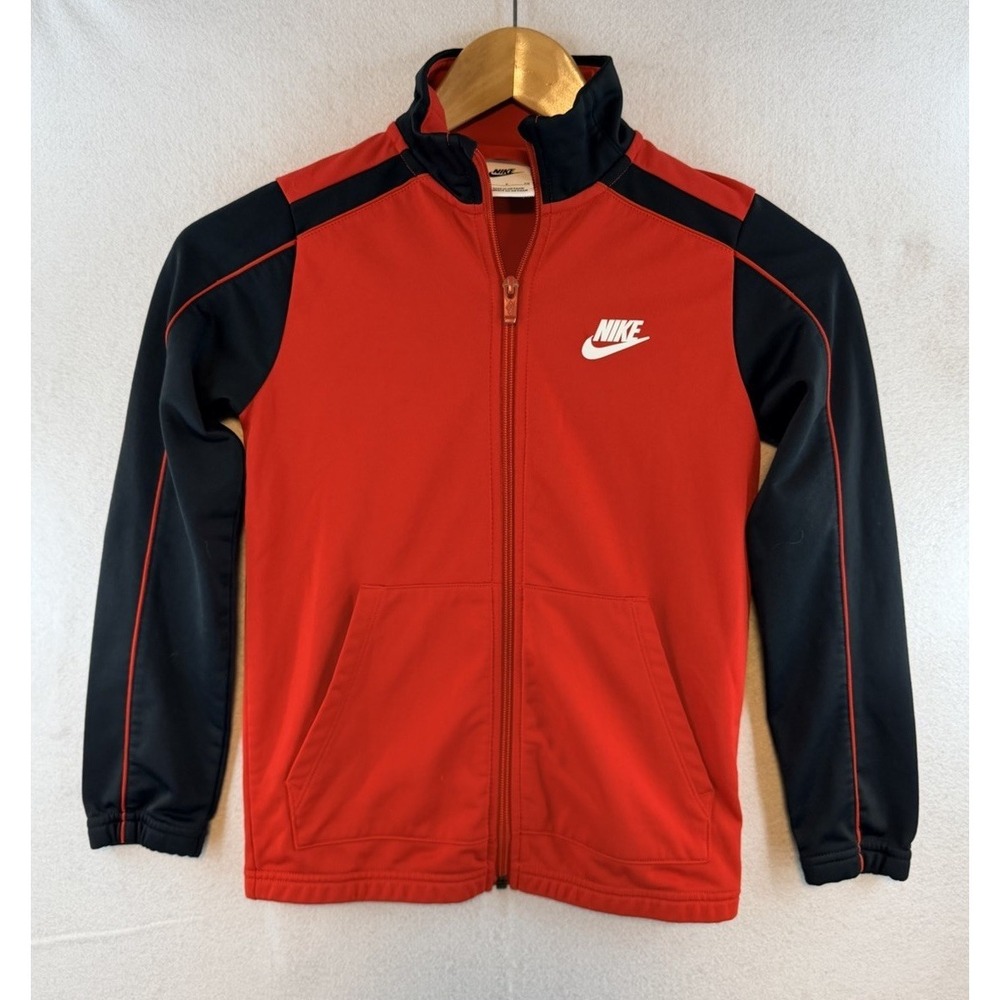 Nike Full Zip Sweatshirt Jacket, Youth Size Small, Red with Black Sleeves